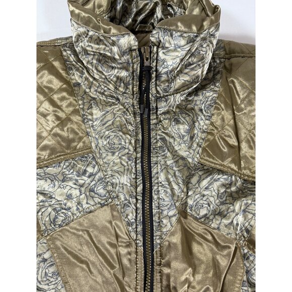 Vintage Edelweiss Skiwear Metallic Gold Paisley Ski Jacket M 80s 90s Retro Puffe - Picture 6 of 15